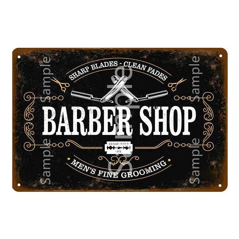 Vintage Barber Shop Metal Signs Shaving Hair Cut Poster Cafe Bar Pub Retro Plaque Haircut and Shave Beard Iron Plates YL002
