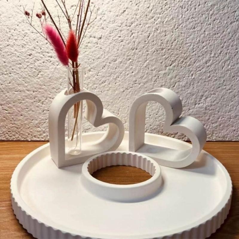 Heart Silicones Molds with Test Tube for Flower Vase Glass Planter Stations Stand Plant Stations Table Decorations