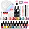 PHOENIXY 20pcs Gel Nail Polish Kit with UV Nail Lamp Top Base Coat Semi Permanent Varnish Manicure Set