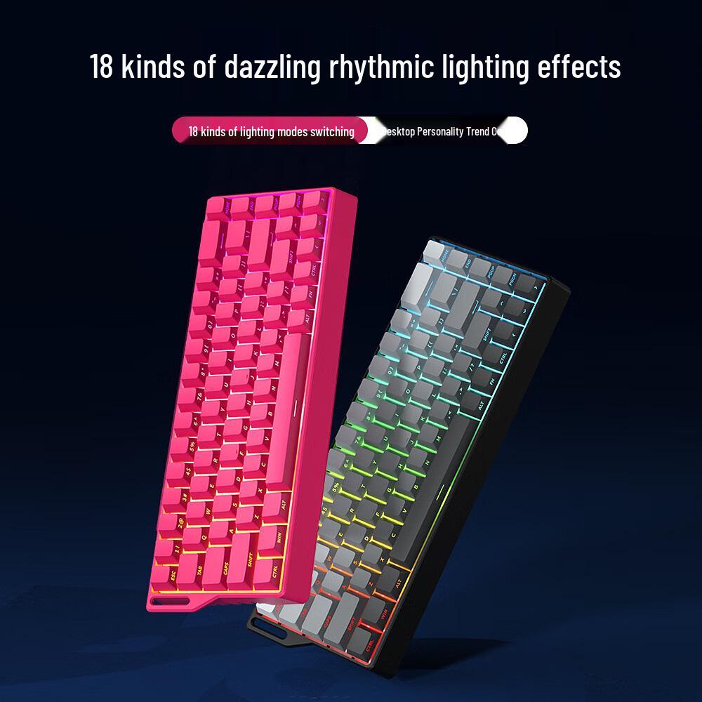 K68 Three-Mode Wired RGB Mechanical Gaming Keyboard, 68 Keys