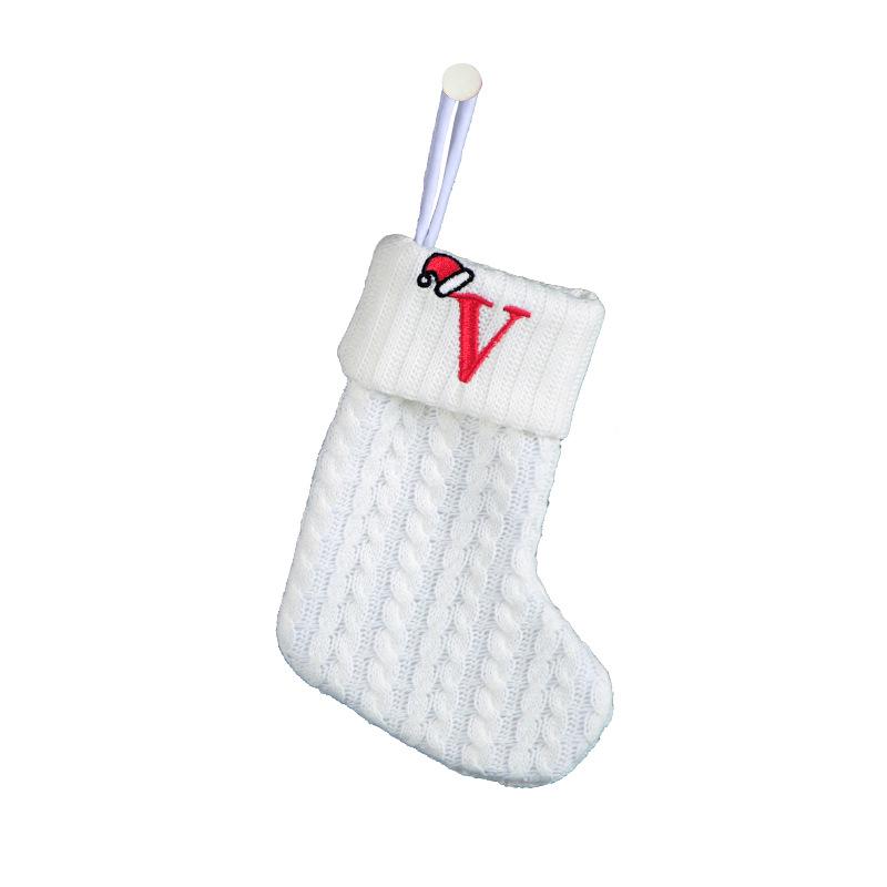 Kids' Embroidered White Knit Christmas Stocking - Holiday Decor