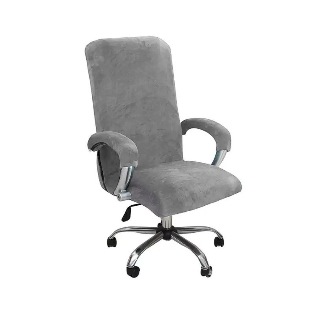 Solid Color Velvet Chair Cover Elastic Protective Cover Soft Computer Chair Cover Gaming Chair L серый