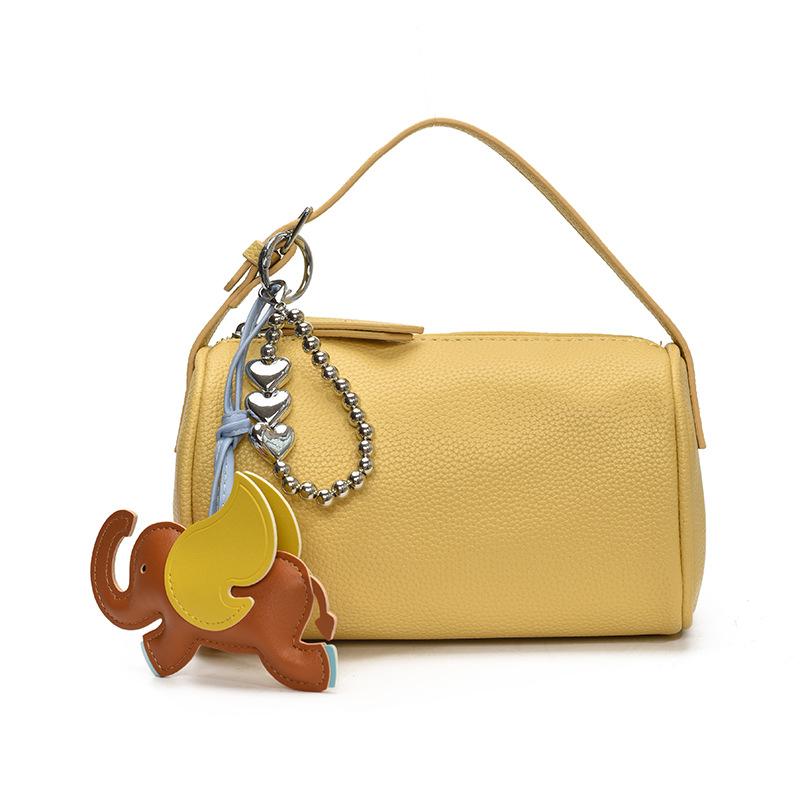 2025 new simple lychee pattern soft leather portable pillow bag women's casual versatile commuter style messenger bag