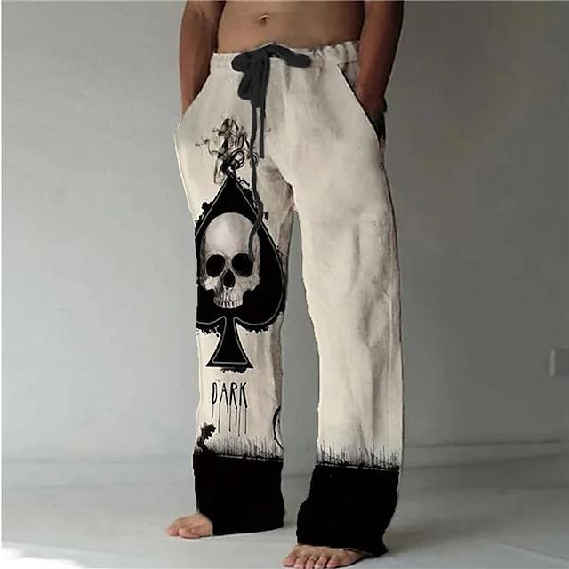 New Men's Casual Pants Hundred Men's Skull Pattern 3D Digital Printed Wide Leg Pants