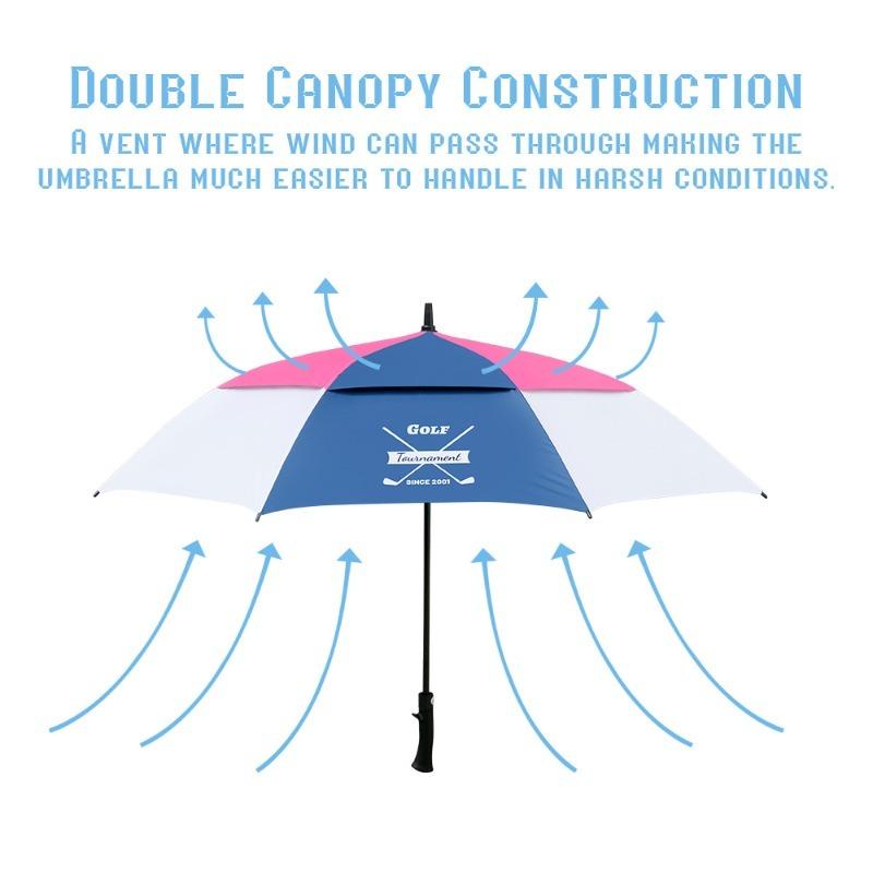 Large Golf Waterproof Umbrella Double-layer Long Handle Wind And Rain Resistant Straight Pole Umbrella Suitable 3-4 People