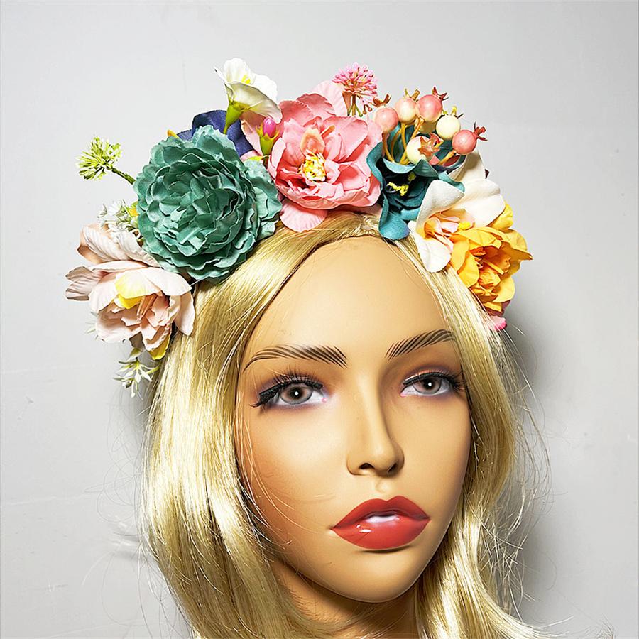 New Fashion Personality Boho Flower Crowns Headband For Women Faux Floral Hairband Wedding Art Photography Hair Accessories