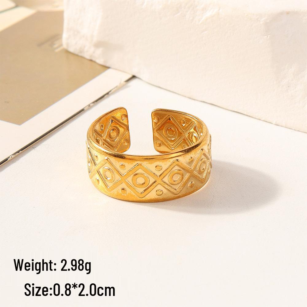 European Chic Irregular Open Ring Set with Creative Convex-Concave Texture for Women