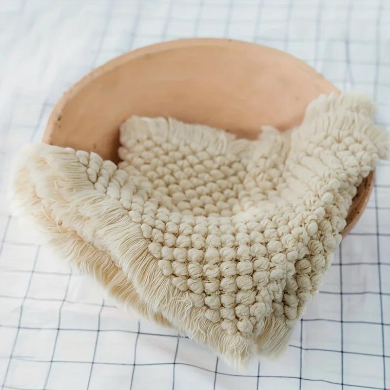

Soft Crochet Newborn Photo Background Prop - 1 Pc Multicolored Photo Blanket Practical Basket Stuffer Filler & Baby Photo Pad Other бежевый