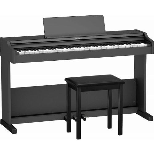 Roland RP107-BK Digital Piano, Entry Level, Beginner, Lesson, Compact, Simple, Black, Bluetooth, Chair and Pedal Included