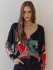Maxza Multi Horse Pattern V-Neck Knit Cardigan