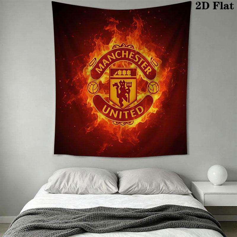 Man Utd J Wall Hanging Printed Fabric Blanket Decorative Tapestries for Bedroom Living Room Home Decor