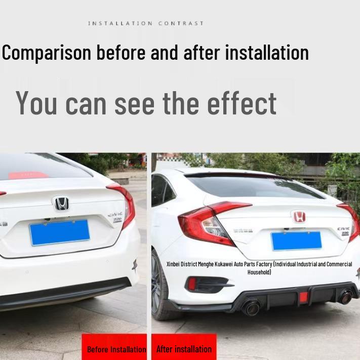 Tenth-Gen Civic Rear Spoiler Kit: Three-Section Lip with Lights