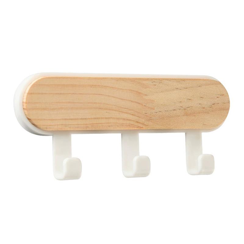 1Pc Self Adhesive Door Wall Hangers Hooks Abs Wood Hat Racks Key Hanger Kitchen Bathroom Home Wall Organizer Ornaments