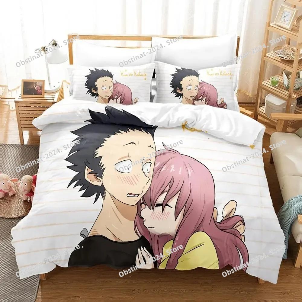 3d Anime Film A Silent Voice Bedding Set Printed Bed Set Duvet Cover Sheet Pillowcase Bed Soft Quilt Cover Full Queen King Size