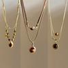 Double-Layer Brown Stone Pendant Necklace for Women Girls Charm Aesthetic Vintage Tiger Eye Stone Beads Y2K Jewelry Gifts