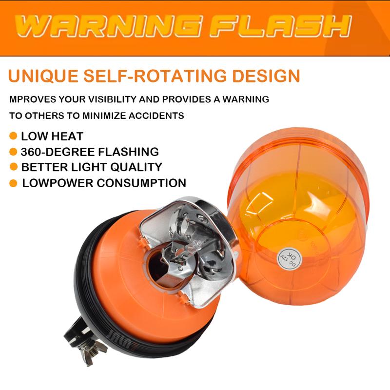 JALN7 Beacon Rotating Light Tractor Warning Emergency Strobe Halogen Signal Lamp Truck Bracket 12V Original Classic Amber
