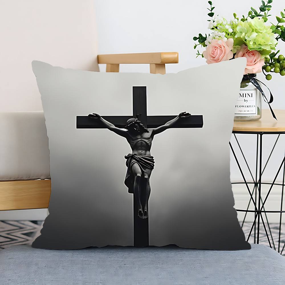 Funda de Almohada Jesús Funda de Cojín Funda de Almohada de Poliéster Decorativa para Sofá Funda de Cojín Decoración del Hogar