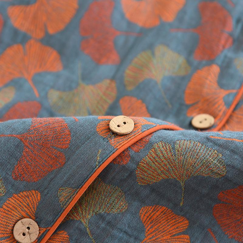 Γυναικείο Πιτζάμα Σετ από Βαμβάκι Μεγάλου Μεγέθους, Ζακάρ Καρντιγκάν Μακρυμάνικο για Άνοιξη/Καλοκαίρι