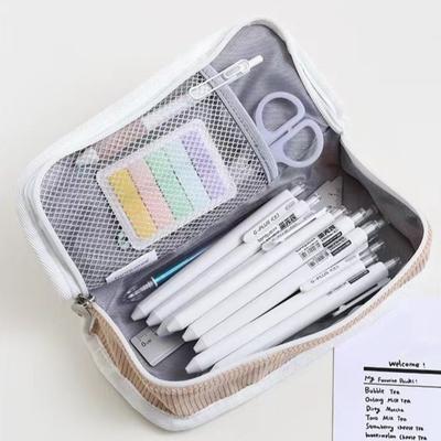 Pink Blue Grey Ins Stationery Bag Large Capacity Desktop Storage Korean Style Pencil Case Multifunctional Aesthetic Pencil Pouch
