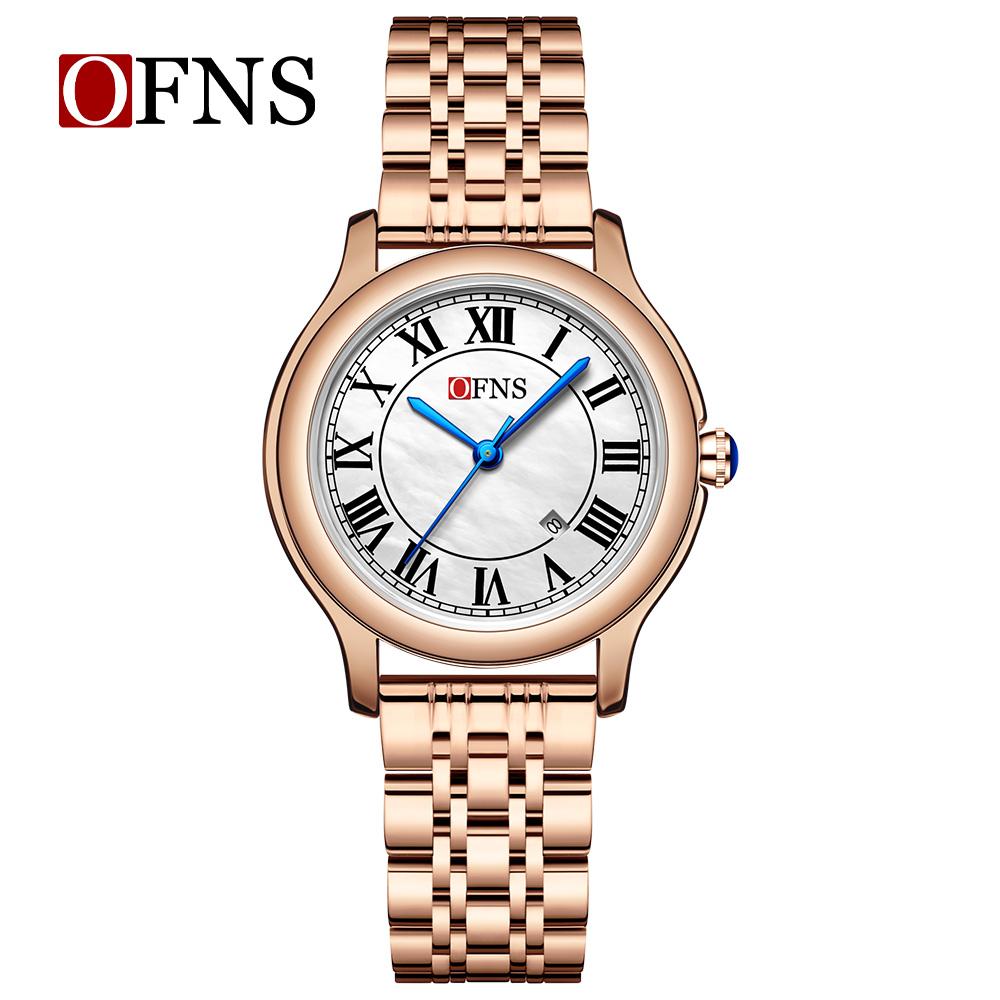 OFNS 1551 Quartz Waterproof Calendar Mother of Pearl Light Luxury Niche High-end Retro Women's Quartz Watch