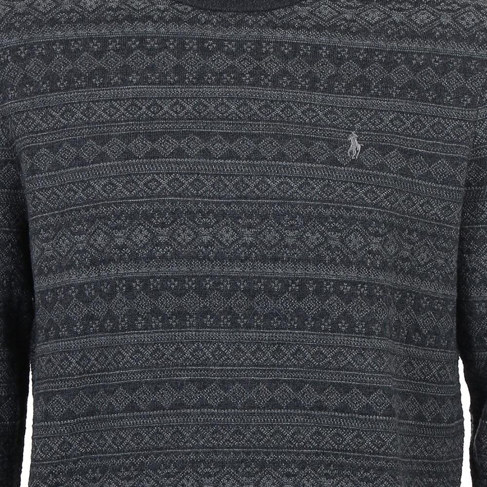 Polo Ralph Lauren Jacquard Pony Logo Embroidered Wool Crew Neck Long Sleeve Knit Sweater Men sweater Gray MNPOSWE16810421-C60