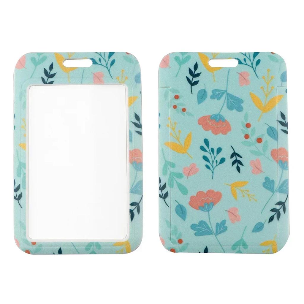 Green Plant Card Holder Case Student Badge Work Access Card ABS Plastic Lanyard Card Cover Bags for Women Girl