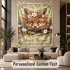 Wolf Fox (234) Theme Personalized Tapestry Custom Name Text Wall Hanging Tapestry Home Background Decoration