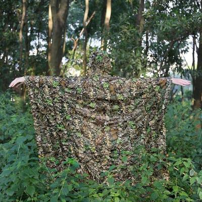 Kamuflaż Peleryna z Ukrytym Guzikiem 3D Liście Kaptur Przebranie Ubrania do Polowania Fotografia Dzikiej Przyrody Gry CS Ghillie Suit Peleryna