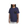 FFF Logo Color Block Pocket Design Round Neck Loose Short Sleeve T-Shirt Men Tops Navy-Blue DN1157-410