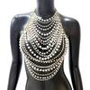 Hot Selling Chest Chain Fashion Multi Layer Pearl Exaggerated Jewelry Metal Chain Splice Body Chain Women Luxury Party Vacation