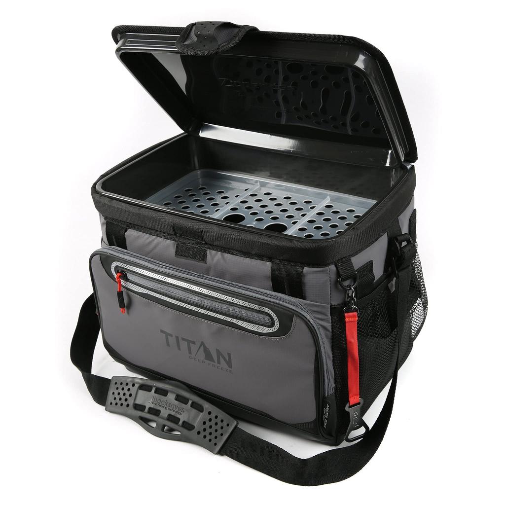 Titan Deep Freeze Cooler Box 16L 30 Gray Limited Edition Color Titan Zipperless Insulated Soft Cooler Perfect for and Outdoor Activities (Holds Cans)