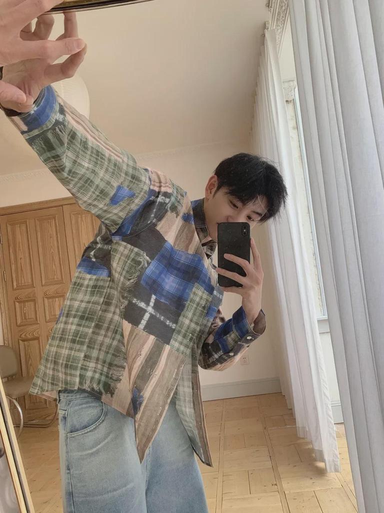 Unisex Yellow Plaid Shirt Jacket – Casual Retro Spring/Autumn Top