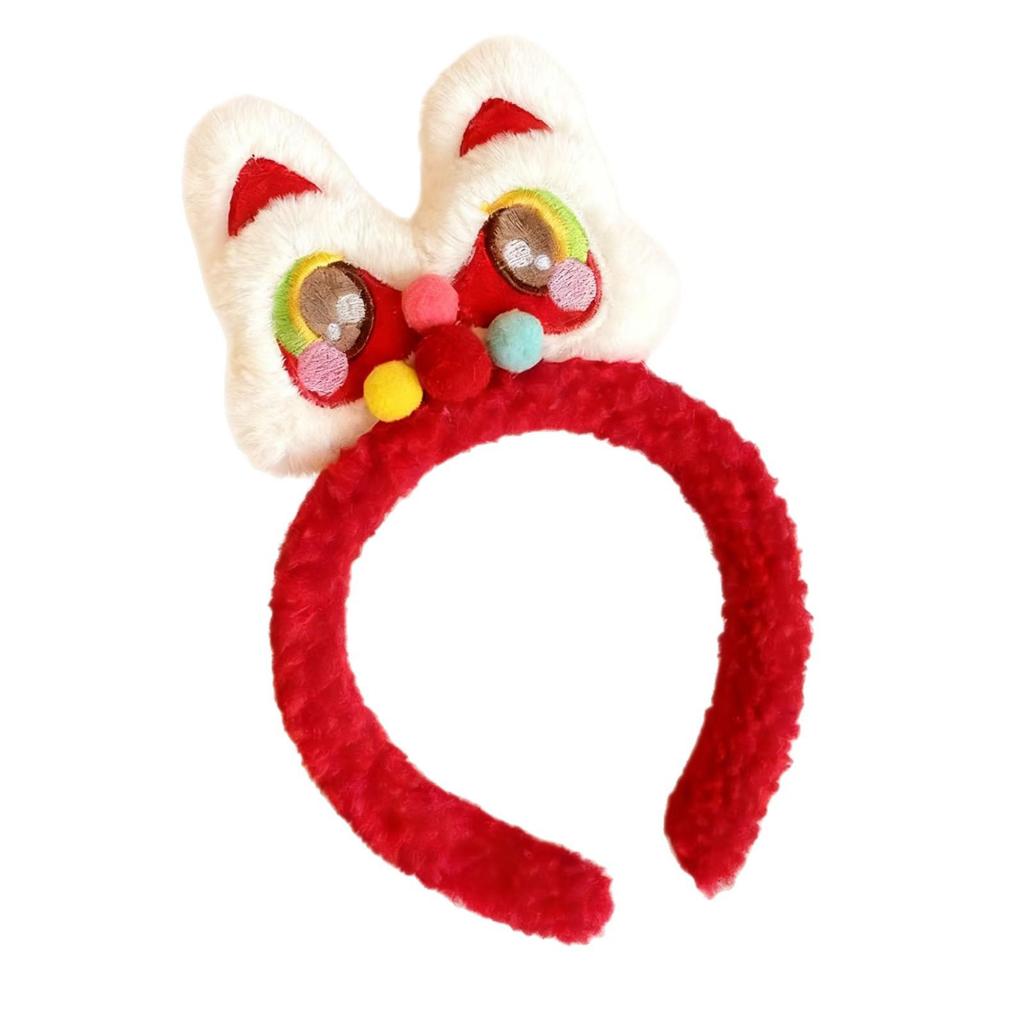 Red Cartoon Lion Headband - Chinese New Year Hair Accessory for Girls