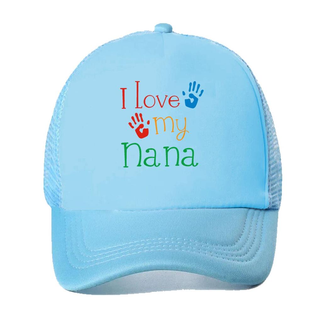 I Love My Nana Colorful Handprint Typography Mesh Baseball Cap Casual Hat Outdoor  For Womens Unisex FeUnisex