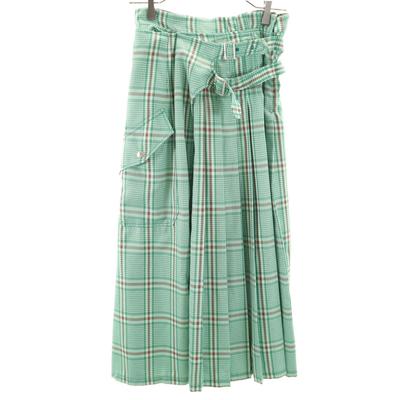 Candy Stripper Check Long Length Pleats Skirt S Green System 2WAY Women Used