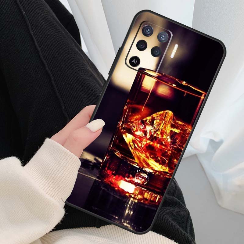 Cigar Whiskey Ice Drink Case For Oppo A18 A38 A58 A78 A98 A80 A60 A40 A96 A76 A16 A94 A74 A54 A15 A17 A57 A77 A5 Pro