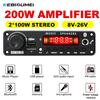Amplificador Digital de 200W Bluetooth 5.0 Placa Decodificadora MP3 CC 12V Reproductor MP3 USB Inalámbrico para Coche Ranura para Tarjeta TF USB FM con Micrófono de 6.5