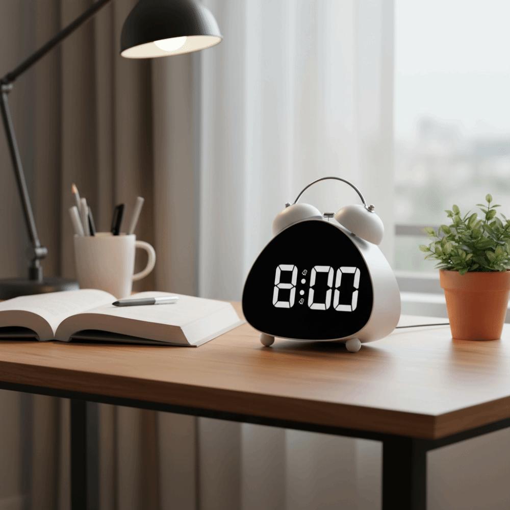 LED Electronic Display LED Clock Super Loud Sound Vintage Electronic Clock Plastic Mechanical Ringing Digital Alarm Clock