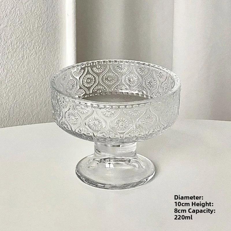 

High Foot Glass Bowl Ice Cr Dert Cup for Home Use Ele Design for Yogurt Pudding Ice Cr Milkake Mousse A жовтий