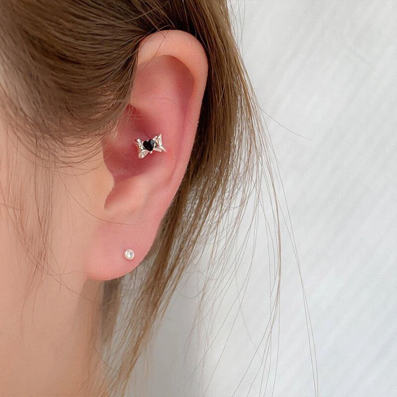 2PCS Acrylic Flower Stud Earring Fashion Women Shiny Colorful Screw Stud Earrings Stainless Steel Cartilage Helix Ear Piercing Jewelry Accessories