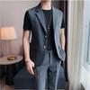 Men's Summer Suit Collar Sleeveless Vest Solid Color Buttoned Stylish Jacket