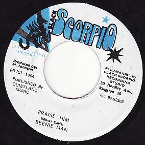 7inch Record BEENIE MAN Praise Him NONE BLACK SCORPIO 1994 Jamaica Reggae Ska Dub Used