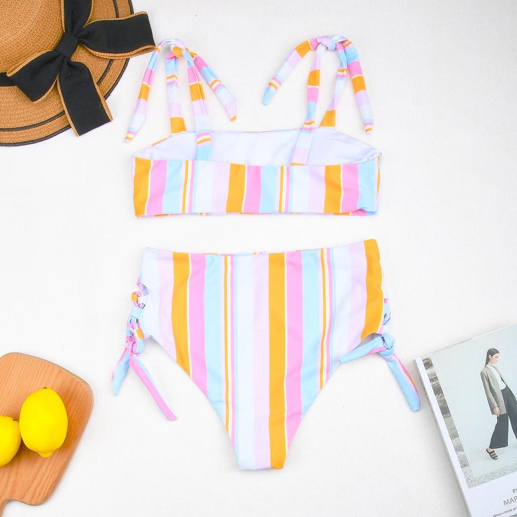 Bikiny s vysokým pasem Sexy Bikini Set Pruhované Dámské Plavky Dámské Bandeau Plavky Plavky Plavky SexyBiquini