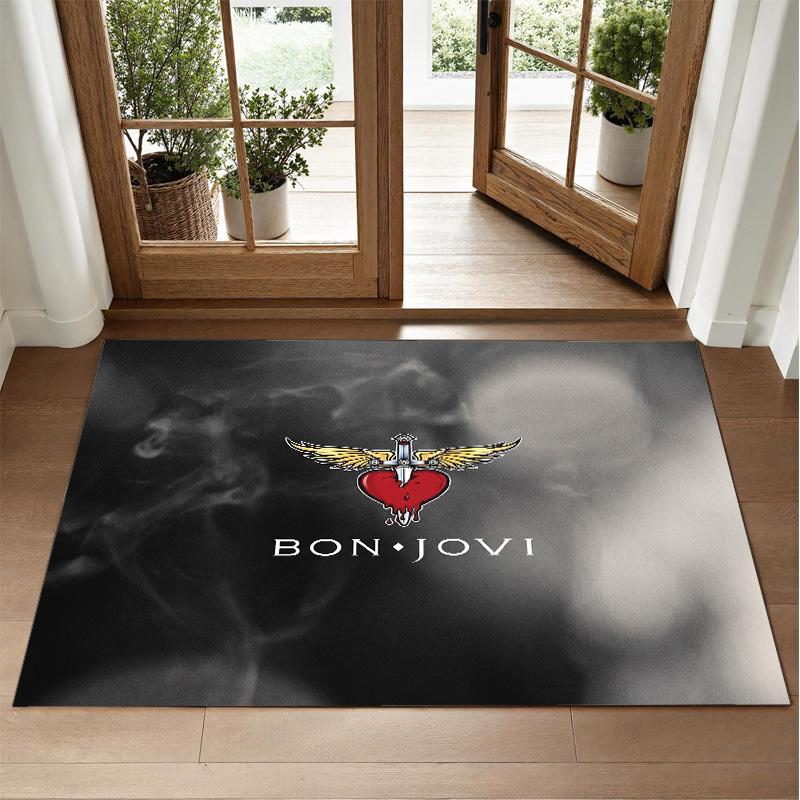 Bon Jovi Design Crystal Velvet Rug Soft Decorative Mat for Bedroom Entrance