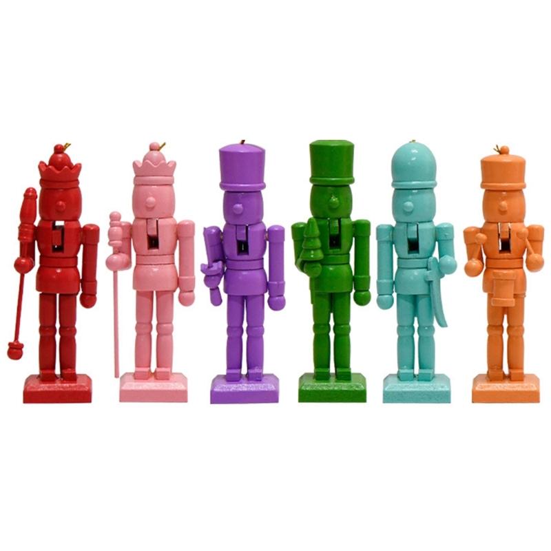 

Set of 6 Traditional Puppetry Soldiers Figurine Wood Christmas Tree Hanging Pendant Decoration Festives Adorment 1