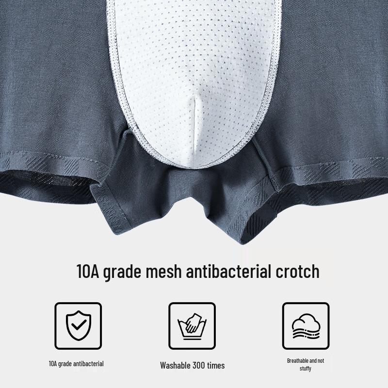 Meijisibang Men's Seamless Cotton Antibacterial Boxer Briefs