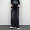 Pantaloni Larghi da Donna Morbidi Casual Grandi Tasche Pantaloni da Lavoro Jeans Lavati