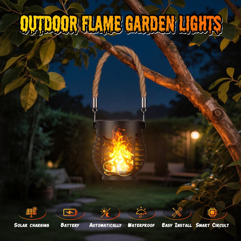 Solar Powered Outdoor Hanging Chandelier Waterproof Garden Night Light for Patio Yard Tree Camping Ambient Lighting