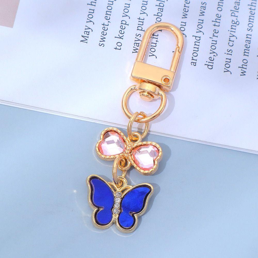 7PCS Y2K Crystal Bow Key Chain Ornaments Key Ring Sweet Rhinestone Butterfly Keychain  Gifts