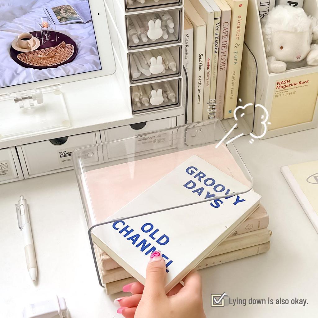 Acrylic Desktop Book Stand & Storage Box - Large Capacity Book Holder